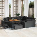 vidaXL Tuinbank Set met kussen met opslag met kussen 12 pcs Zwart
