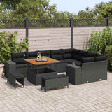 vidaXL Tuinbank Set met kussen met opslag met kussen 12 pcs Zwart