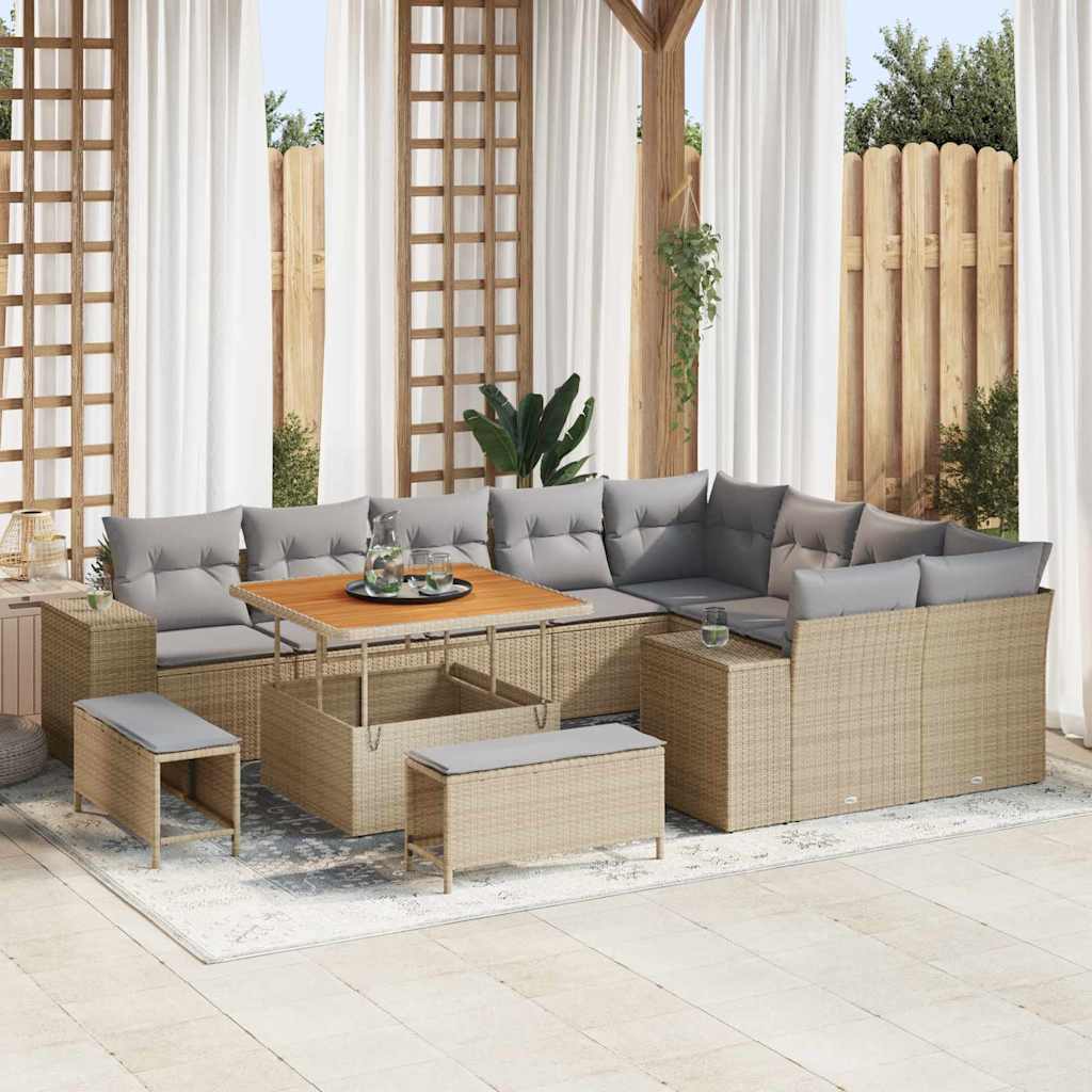vidaXL Tuinbank Set met kussen met opslag met kussen 12 pcs Zwart