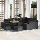 vidaXL Tuinbank Set met kussen met opslag met kussen 12 pcs Zwart