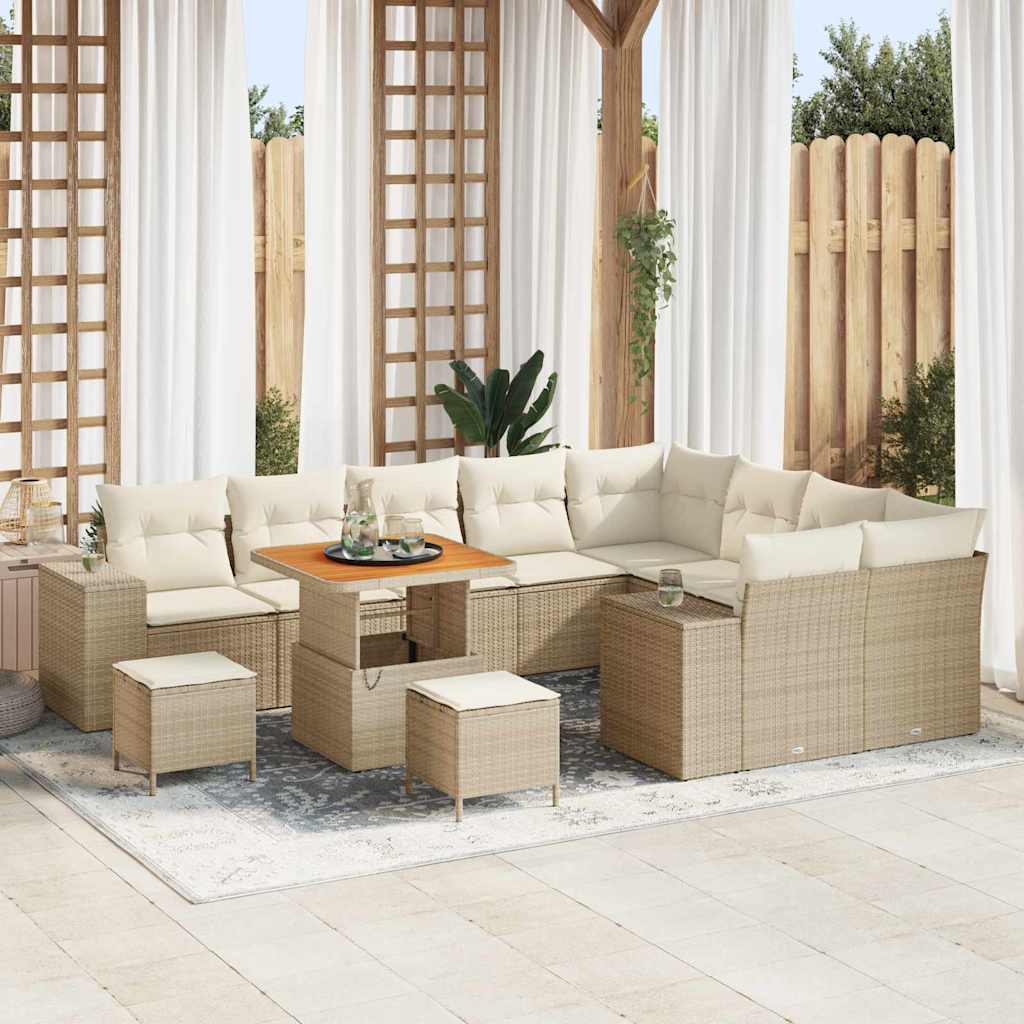 vidaXL Tuinbank Set met kussen met opslag met kussen 12 pcs Zwart