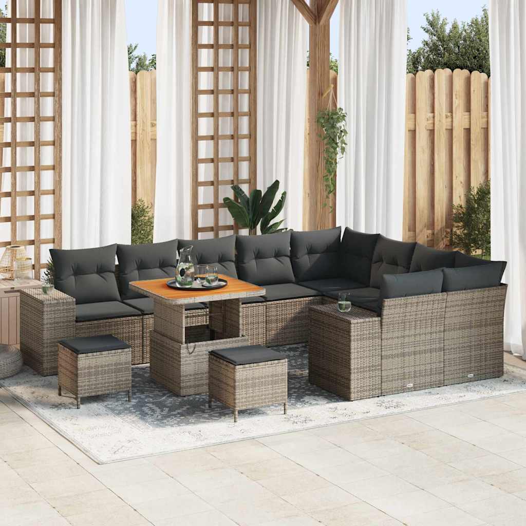 vidaXL Tuinbank Set met kussen met opslag met kussen 12 pcs Zwart