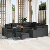 vidaXL Tuinbank Set met kussen met opslag met kussen 12 pcs Zwart