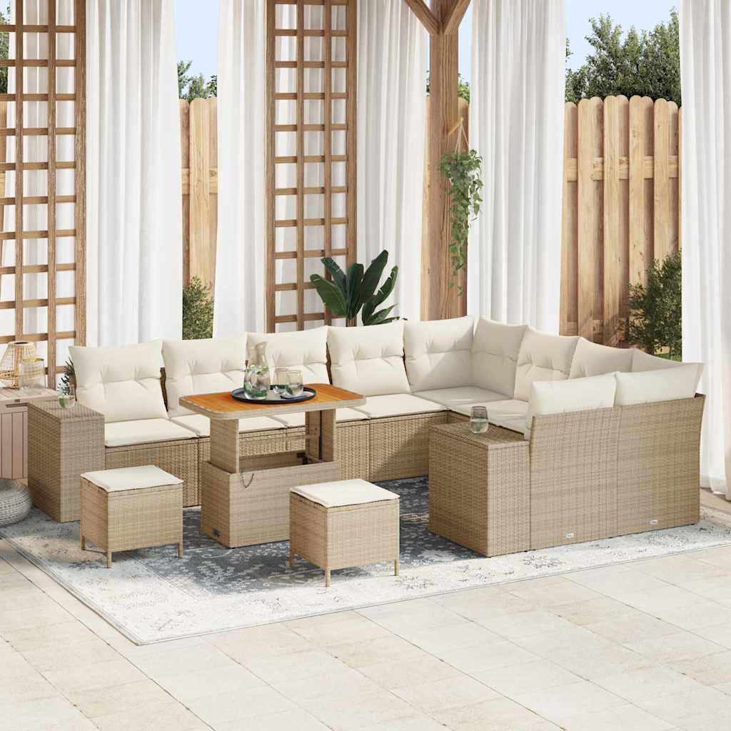 vidaXL Tuinbank Set met kussen met opslag met kussen 12 pcs Zwart