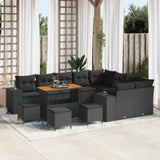 vidaXL Tuinbank Set met kussen met opslag met kussen 12 pcs Zwart