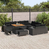 vidaXL Tuinbank Set met kussen 13 pcs Zwart poly rattan