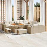 vidaXL Tuinbank Set met kussen 13 pcs Zwart poly rattan