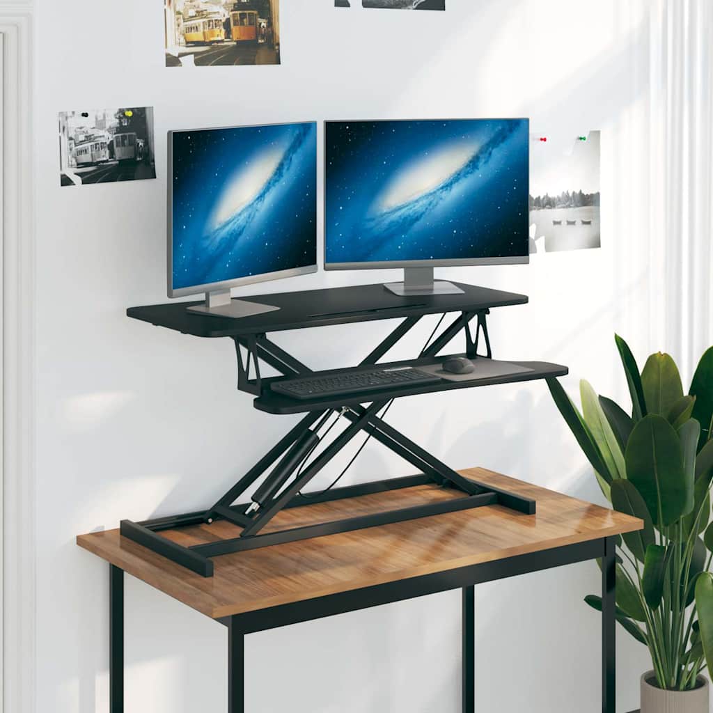 vidaXL Bureau verstelbaar 60x40x(13-41,5) cm staal en bewerkt hout