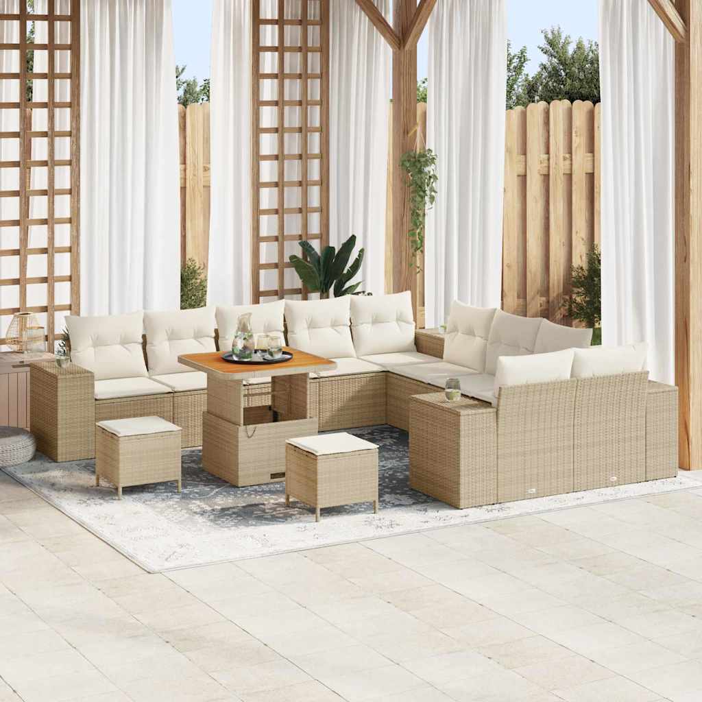 vidaXL Tuinbank Set met kussen 13 pcs Zwart poly rattan