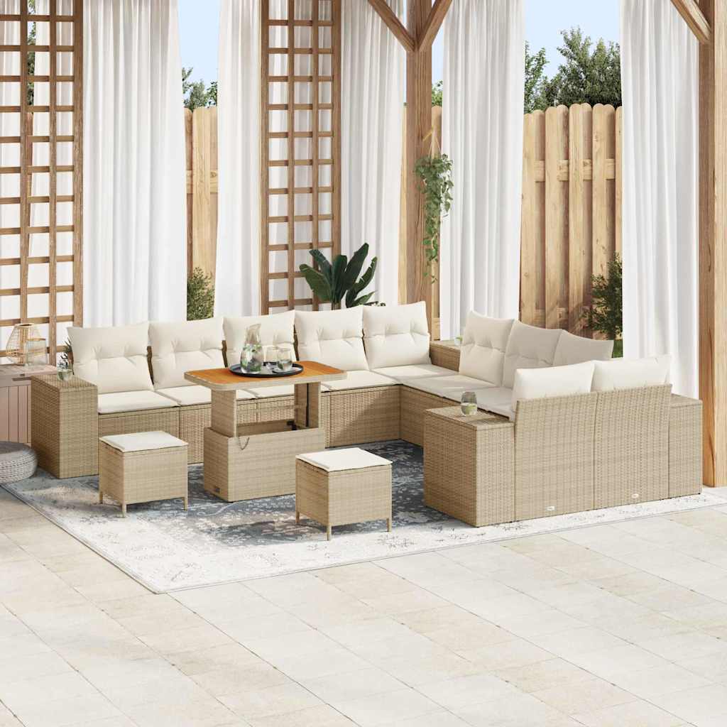 vidaXL Tuinbank Set met kussen 13 pcs Zwart poly rattan
