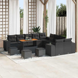vidaXL Tuinbank Set met kussen 13 pcs Zwart poly rattan