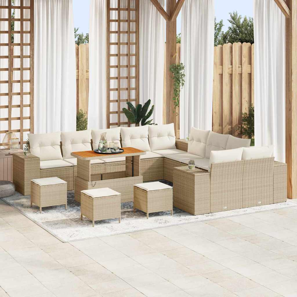 vidaXL Tuinbank Set met kussen 13 pcs Zwart poly rattan