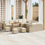 vidaXL Tuinbank Set met kussen 13 pcs Zwart poly rattan