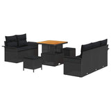vidaXL Tuinbank Set met kussen met opslag met kussen 8 pcs Zwart