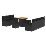 vidaXL Tuinbank Set met kussen met opslag met kussen 10 pcs Zwart