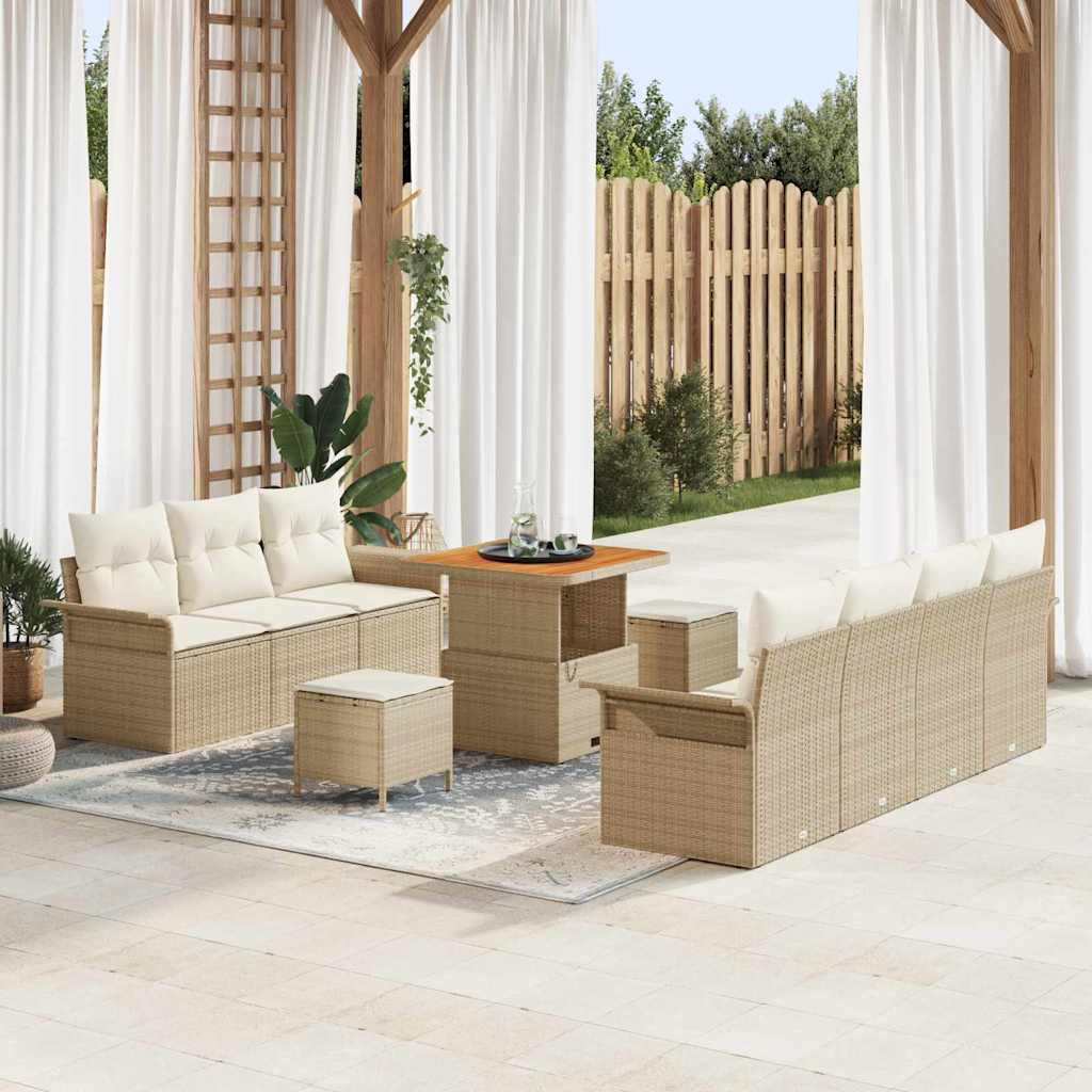 vidaXL Tuinbank Set met kussen met opslag met kussen 10 pcs Zwart