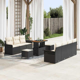 vidaXL Tuinbank Set met kussen met opslag met kussen 10 pcs Zwart