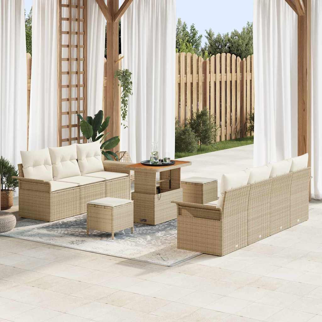 vidaXL Tuinbank Set met kussen met opslag met kussen 10 pcs Zwart