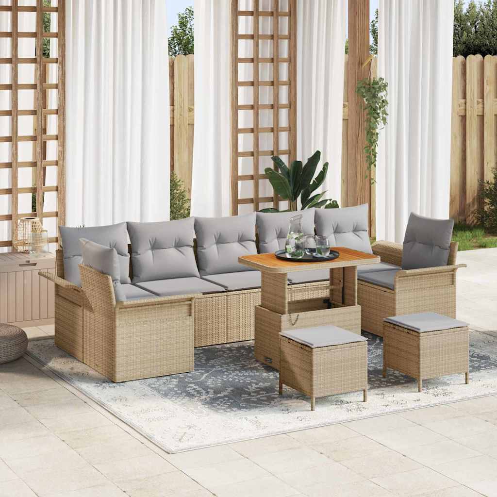 vidaXL Tuinbank Set met kussen met opslag met kussen 10 pcs Zwart