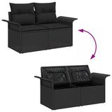 vidaXL Tuinbank Set met kussen met opslag met kussen 8 pcs Zwart