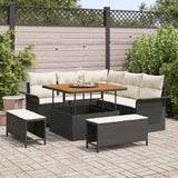vidaXL Tuinbank Set met kussen met opslag met kussen 8 pcs Zwart