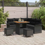 vidaXL Tuinbank Set met kussen met opslag met kussen 8 pcs Zwart