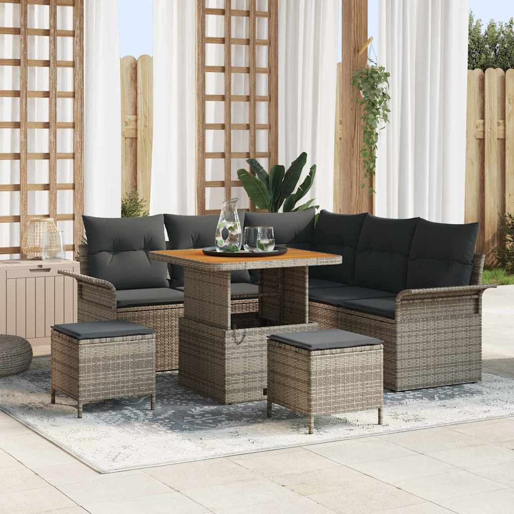 vidaXL Tuinbank Set met kussen met opslag met kussen 8 pcs Zwart