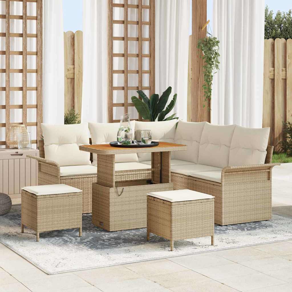 vidaXL Tuinbank Set met kussen met opslag met kussen 8 pcs Zwart