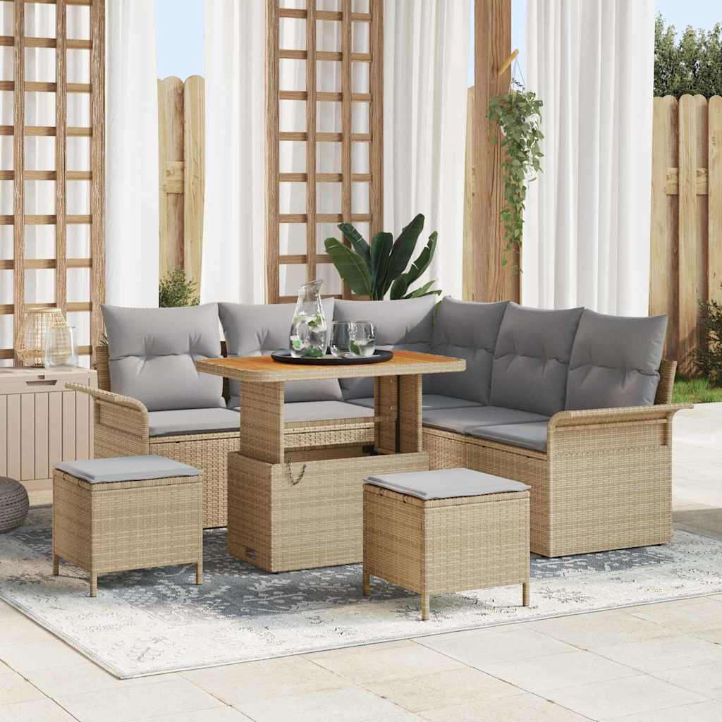 vidaXL Tuinbank Set met kussen met opslag met kussen 8 pcs Zwart