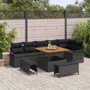 vidaXL Tuinbank Set met kussen met opslag met kussen 9 pcs Zwart