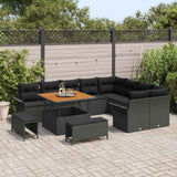 vidaXL Garden Bench Set with Cushion with Storage with Cushion 12 pcs Black