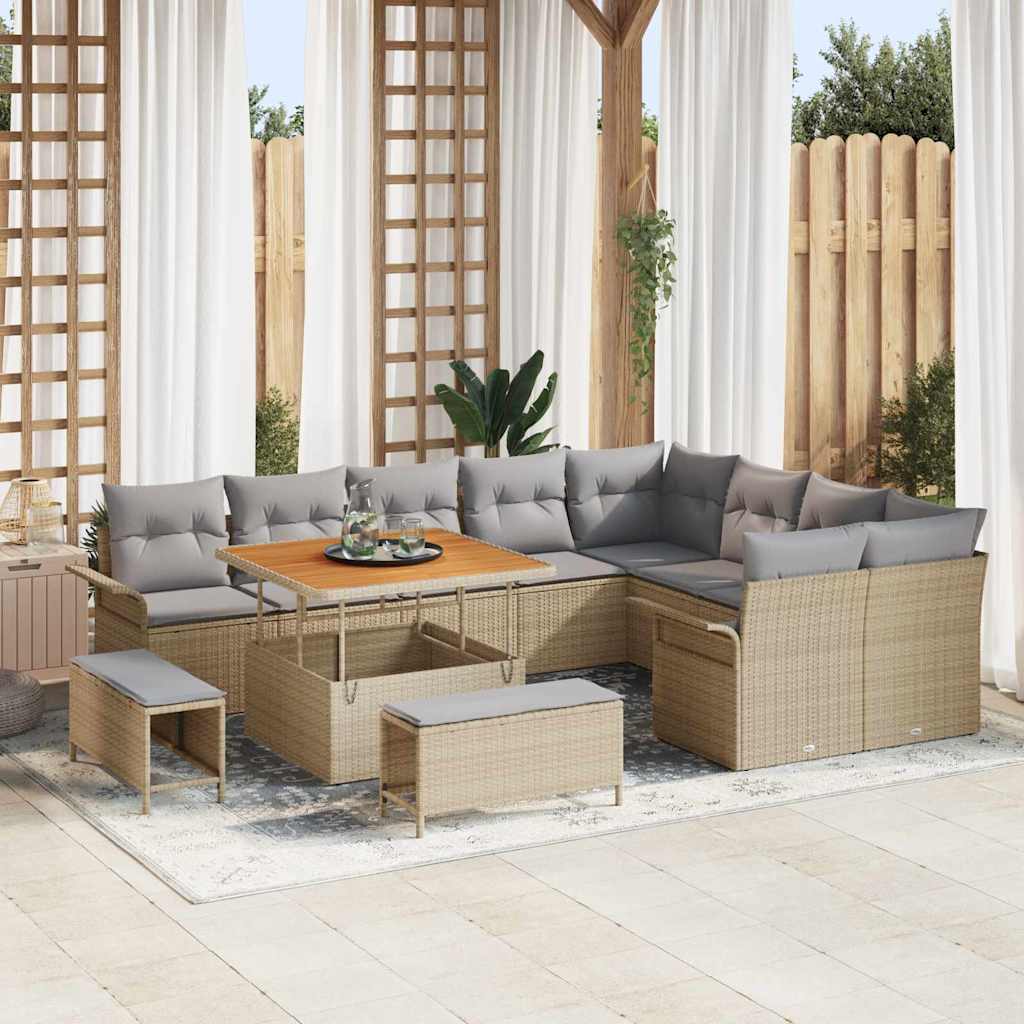 vidaXL Garden Bench Set with Cushion with Storage with Cushion 12 pcs Black