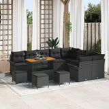 vidaXL Garden Bench Set with Cushion with Storage with Cushion 12 pcs Black