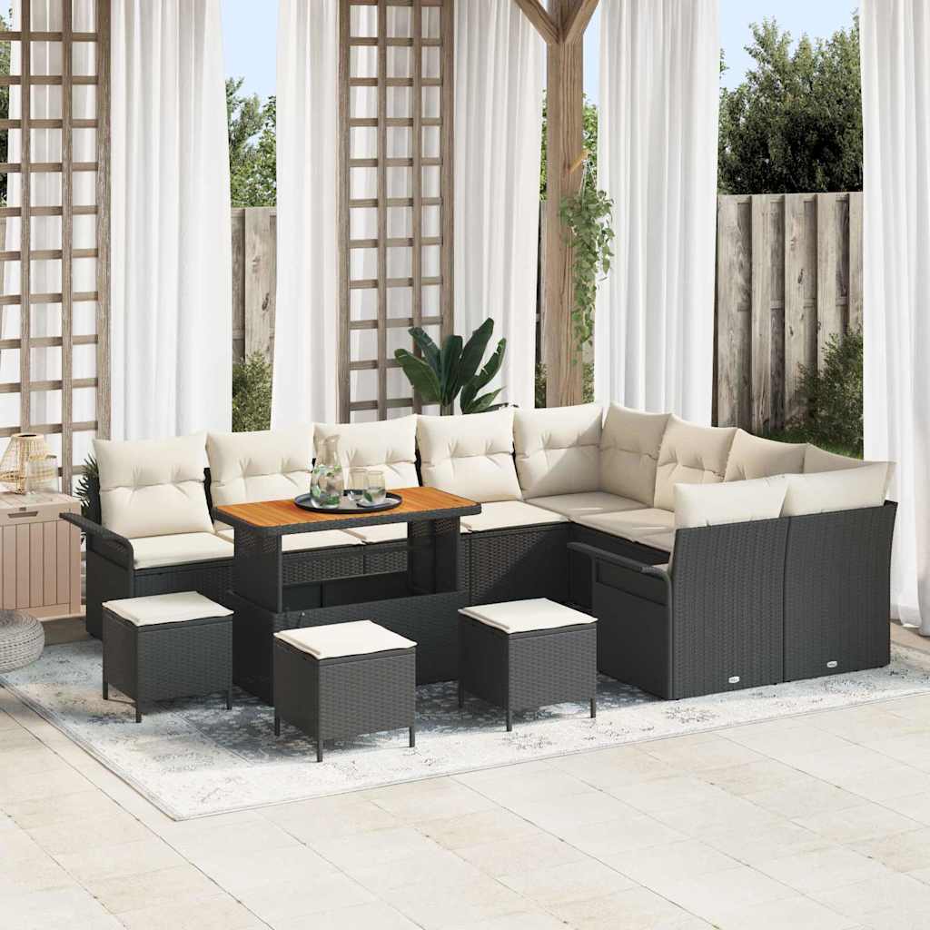 vidaXL Garden Bench Set with Cushion with Storage with Cushion 12 pcs Black