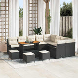 vidaXL Garden Bench Set with Cushion with Storage with Cushion 12 pcs Black