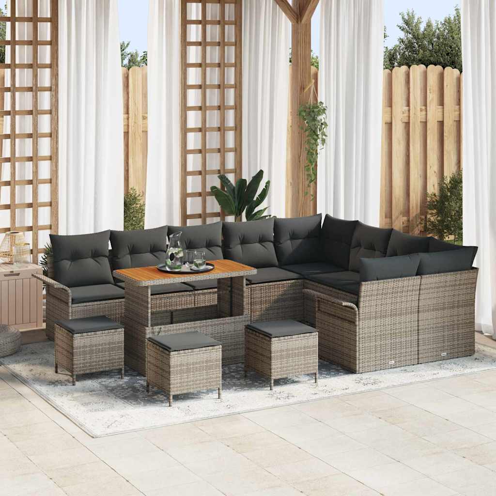 vidaXL Garden Bench Set with Cushion with Storage with Cushion 12 pcs Black