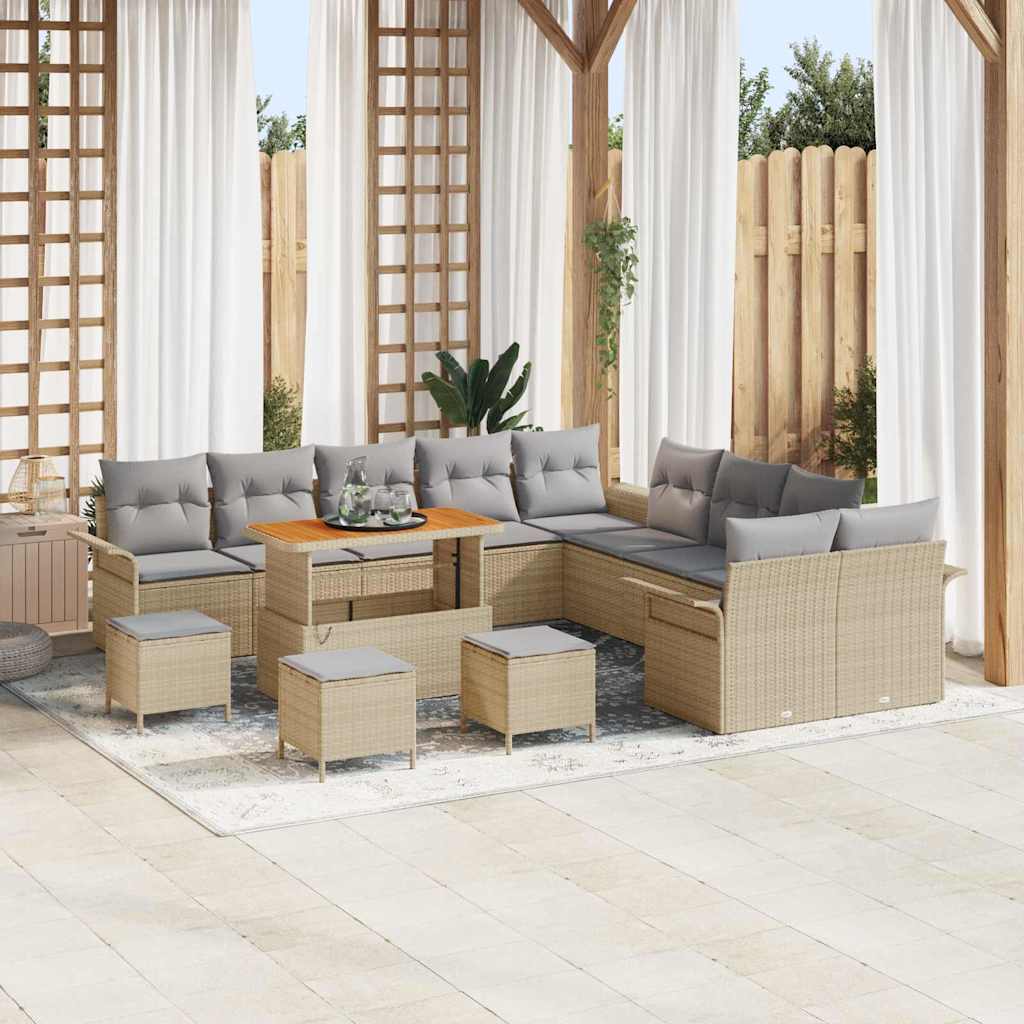 vidaXL Tuinbank Set met kussen met opslag met kussen 13 pcs Zwart