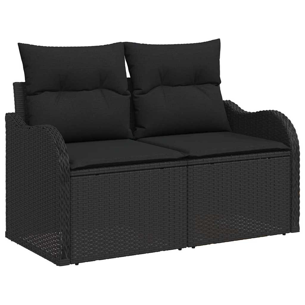 vidaXL Tuinbank Set met kussen met opslag met kussen 8 pcs Zwart
