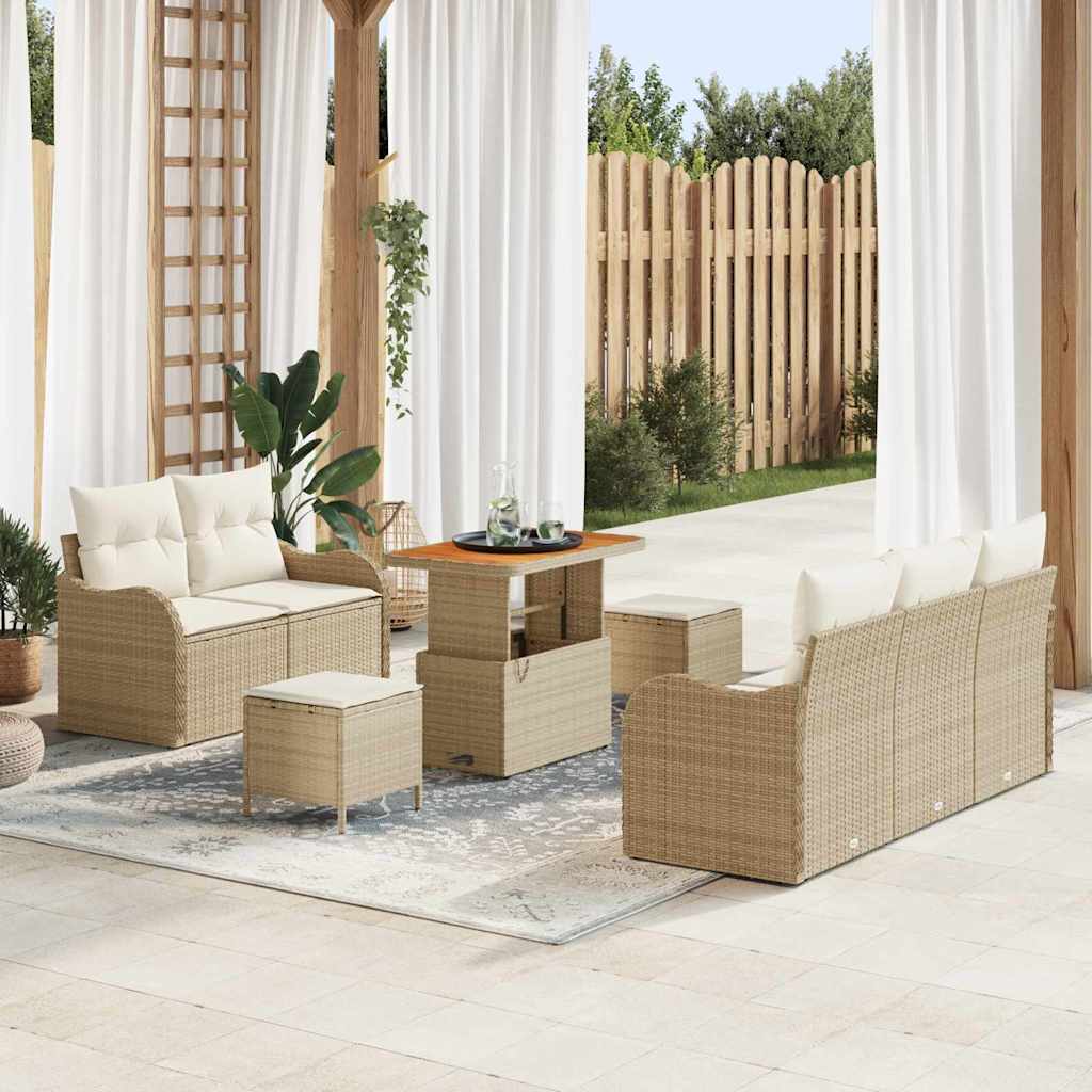 vidaXL Tuinbank Set met kussen met opslag met kussen 8 pcs Zwart