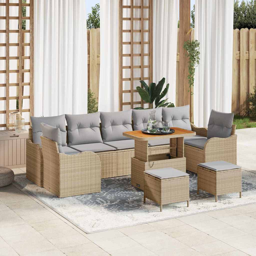 vidaXL Tuinbank Set met kussen met opslag met kussen 10 pcs Zwart