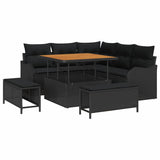 vidaXL Tuinbank Set met kussen met opslag met kussen 8 pcs Zwart
