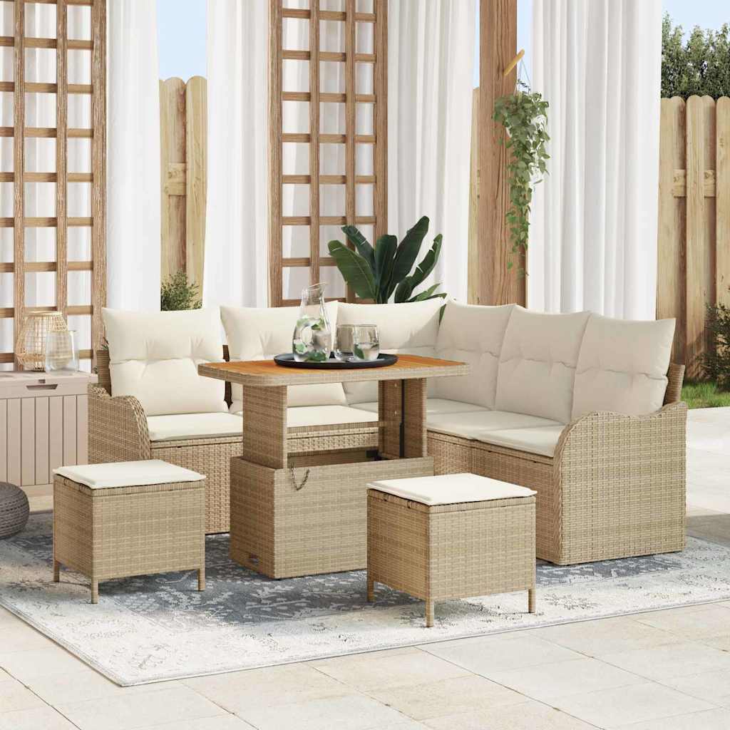 vidaXL Tuinbank Set met kussen met opslag met kussen 8 pcs Zwart