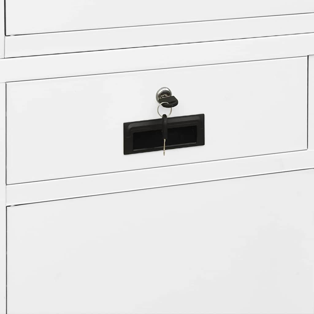 vidaXL Kantoorkast 90x40x180 cm staal en gehard glas wit