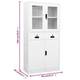 vidaXL Kantoorkast 90x40x180 cm staal en gehard glas wit