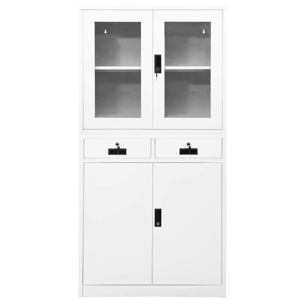 vidaXL Kantoorkast 90x40x180 cm staal en gehard glas wit