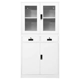 vidaXL Kantoorkast 90x40x180 cm staal en gehard glas wit