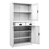 vidaXL Kantoorkast 90x40x180 cm staal en gehard glas wit