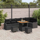 vidaXL Tuinbank Set met kussen met opslag met kussen 9 pcs Zwart