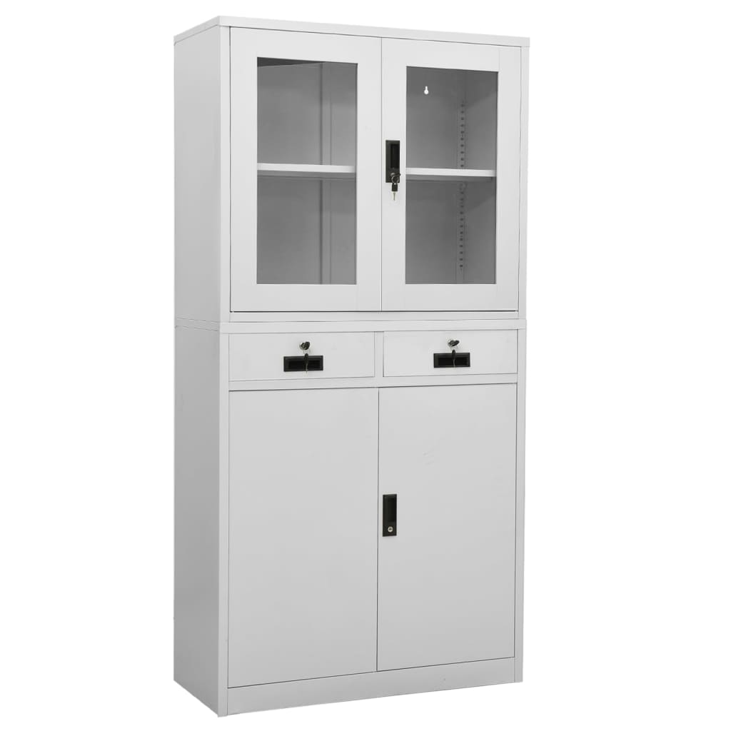 vidaXL Kantoorkast 90x40x180 cm staal en gehard glas wit