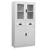vidaXL Kantoorkast 90x40x180 cm staal en gehard glas wit